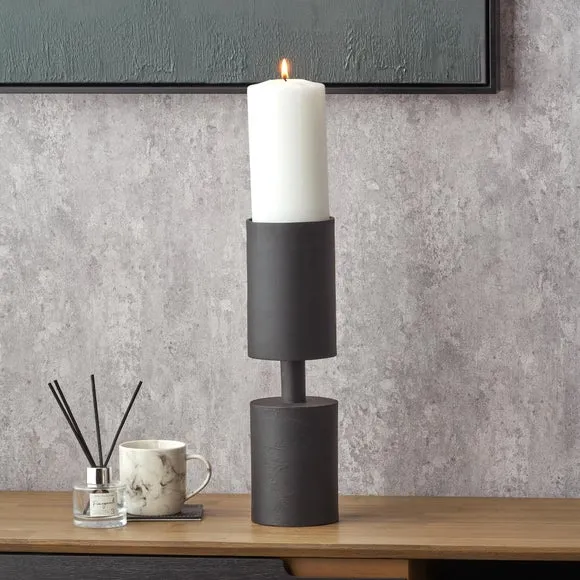 Pillar Candle Holder - Matt Black, Metal