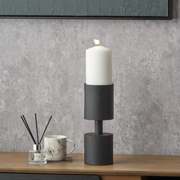 Pillar Candle Holder - Matt Black, Metal image