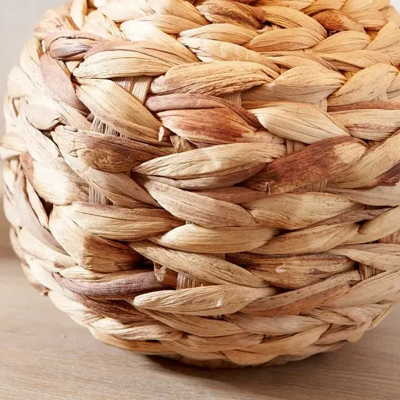 Plaited Table Lamp with Linen Shade - Natural