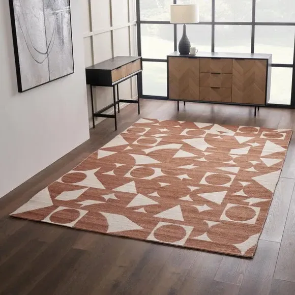 Rectangle Indoor Outdoor Rug - Terracotta, Polyester