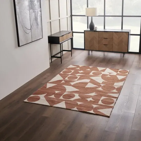 Rectangle Indoor Outdoor Rug - Terracotta, Polyester image