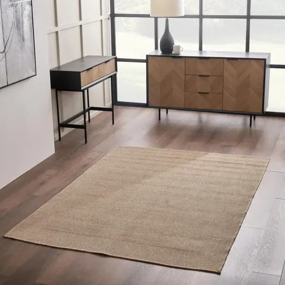 Rectangle Rug with Border Design - Natural image
