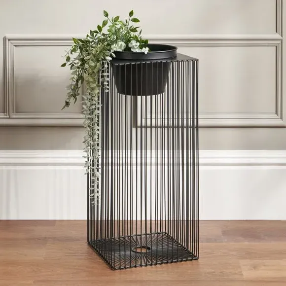 Rectangular Plant Stand - Black, Metal Wire
