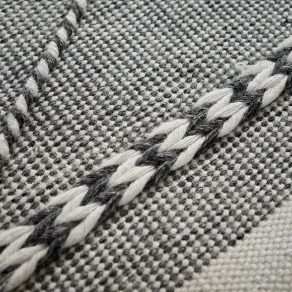 Rectangular Rug Plaited Stripe - Grey, Recycled