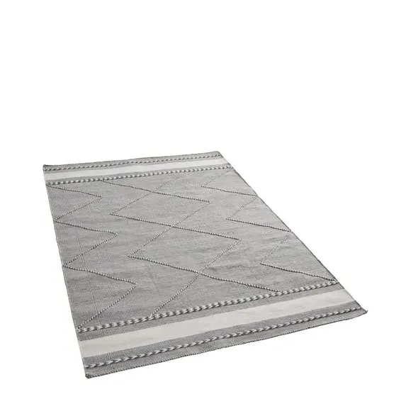 Rectangular Rug Plaited Stripe - Grey, Recycled