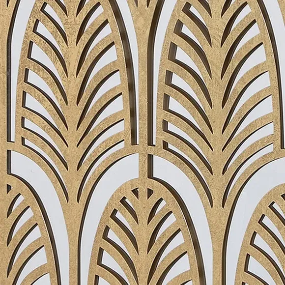 Rectangular Wall Art with Mirror - Gold, Metal