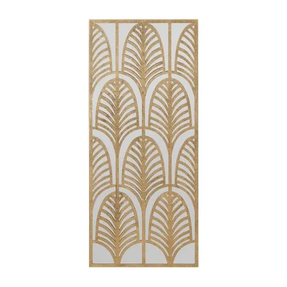 Rectangular Wall Art with Mirror - Gold, Metal