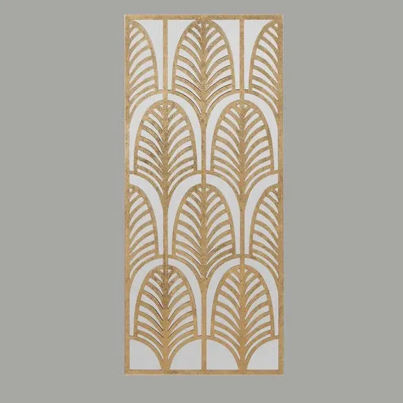 Rectangular Wall Art with Mirror - Gold, Metal image