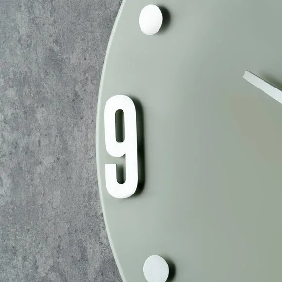 Retro Numbers Wall Clock - Grey, Metal
