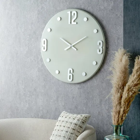 Retro Numbers Wall Clock - Grey, Metal