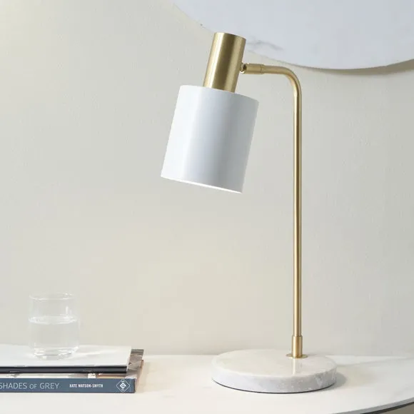 Retro Table Lamp with Pivoting Head - White, Marble