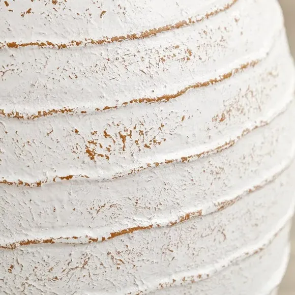 Ribbed Decorative Vase - White, Fibrestone