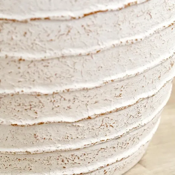 Ribbed Decorative Vase - White, Fibrestone