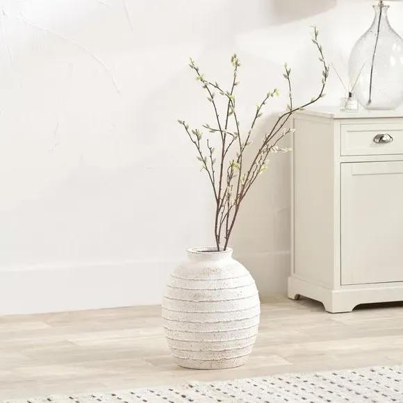 Ribbed Decorative Vase - White, Fibrestone image