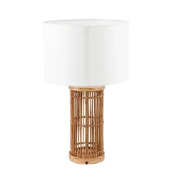 Ribbed Table Lamp - Natural, Coconut Wood