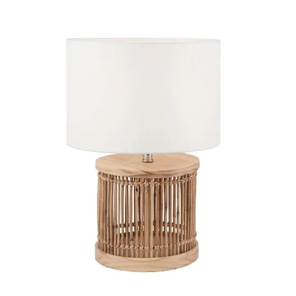 Ribbed Table Lamp - Natural, Coconut Wood