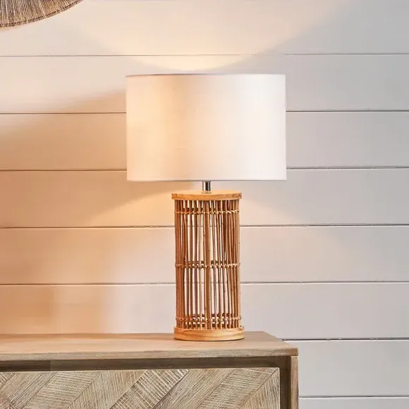Ribbed Table Lamp - Natural, Coconut Wood