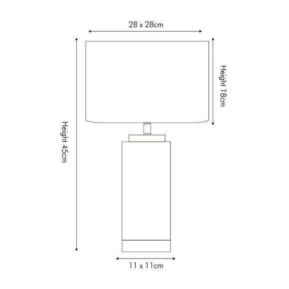 Ribbed Table Lamp with Fabric Shade - White, Ceramic