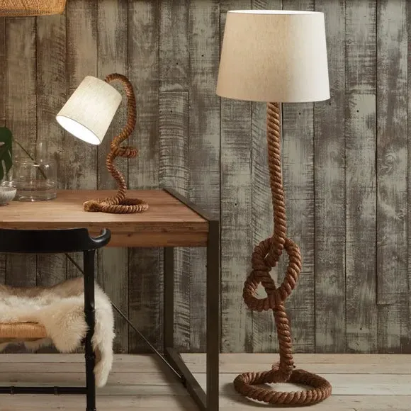 Rope Knot Floor Lamp - Natural, Fabric Shade image