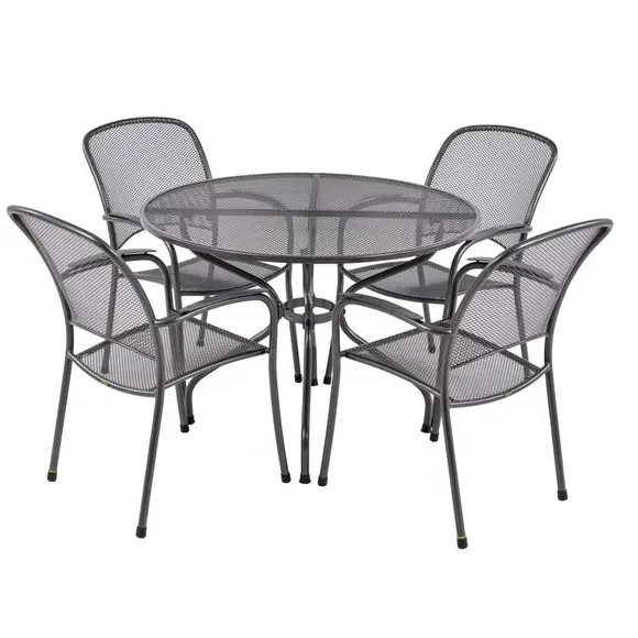 Round 4-Seater Dining Set - Grey, Steel