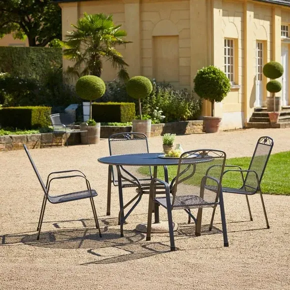 Round 4-Seater Dining Set - Grey, Steel image