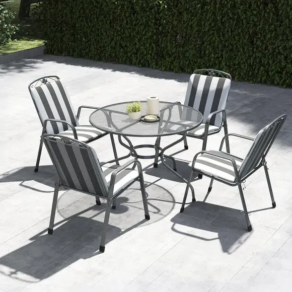 Round 4-Seater Dining Set with Cushions - Grey image