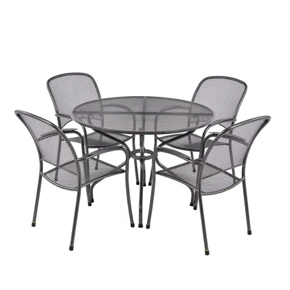 Round 4-Seater Dining Set with Cushions - Grey