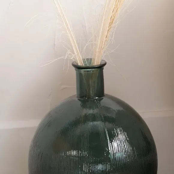 Round Bottle Vase - Green, Glass