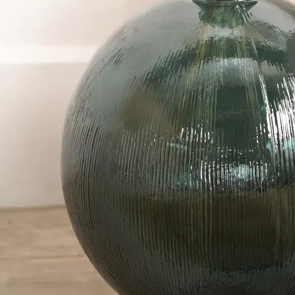 Round Bottle Vase - Green, Glass