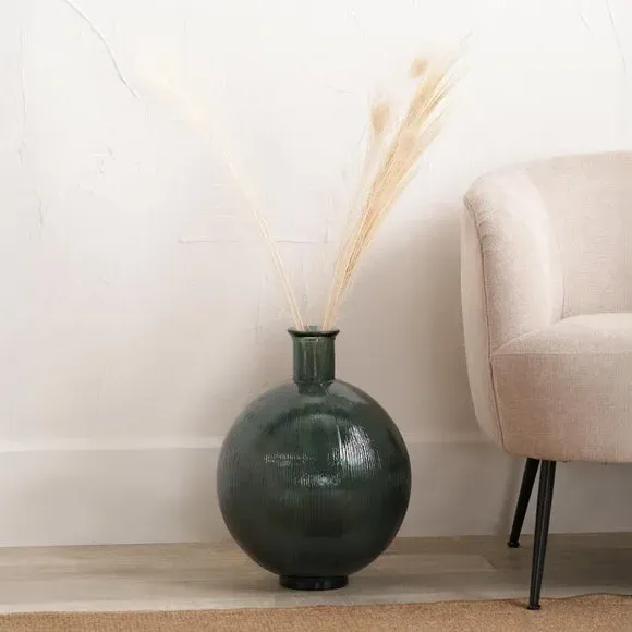 Round Bottle Vase - Green, Glass image