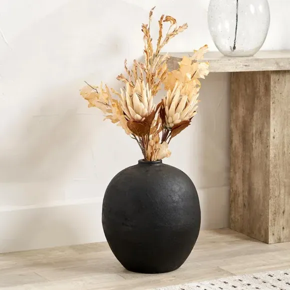 Round Decorative Vase - Black, Fibrestone image