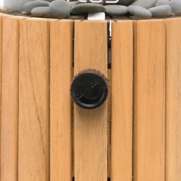 Round Fire Lantern Gas Fueled - Teak, Wood