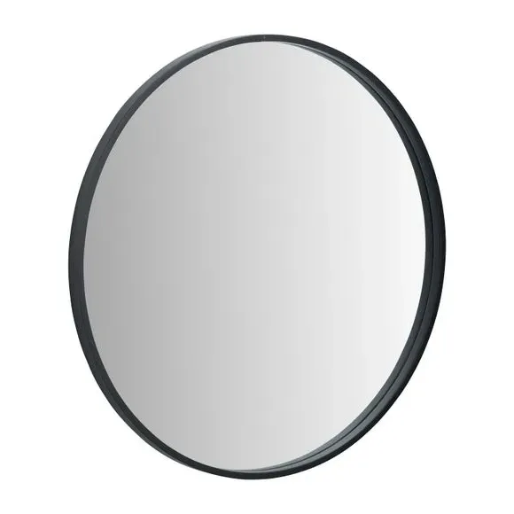 Round Mirror with Wood Frame - Black