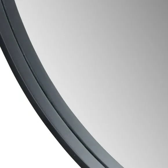 Round Mirror with Wood Frame - Black