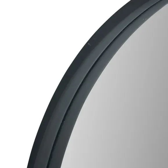 Round Mirror with Wood Frame - Black