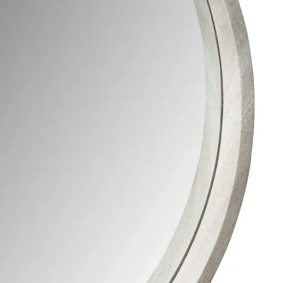 Round Mirror with Wood Frame - Grey