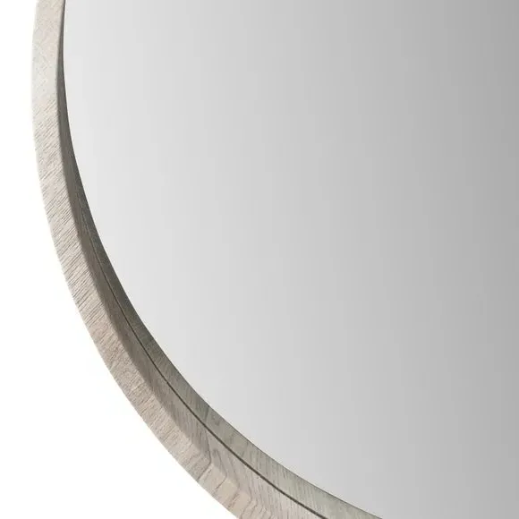 Round Mirror with Wood Frame - Grey
