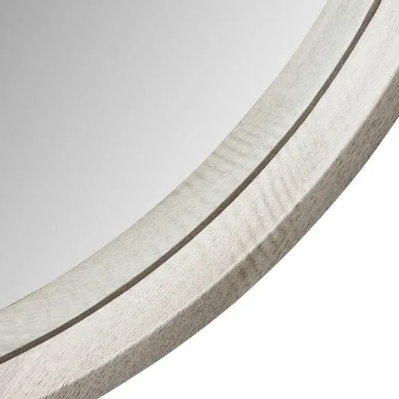 Round Mirror with Wood Frame - Grey