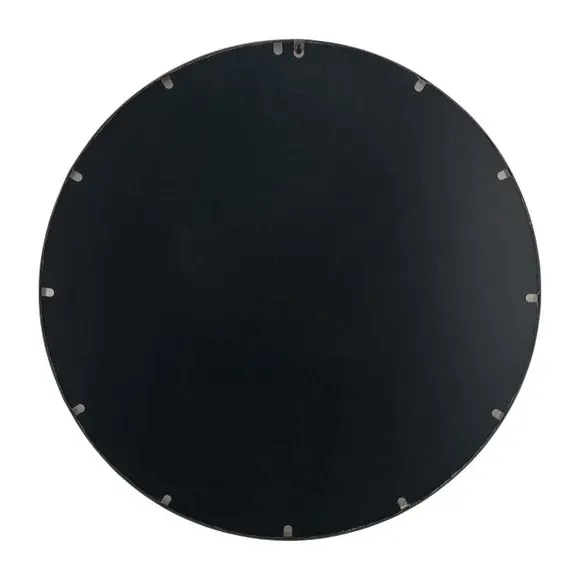 Round Mirror with Wood Frame - Grey