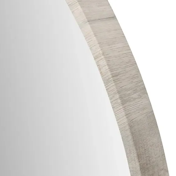 Round Mirror with Wood Frame - Grey