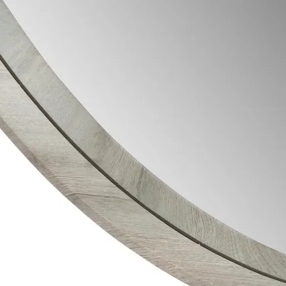 Round Mirror with Wood Frame - Grey