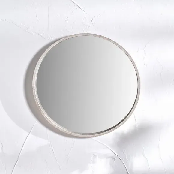 Round Mirror with Wood Frame - Grey image