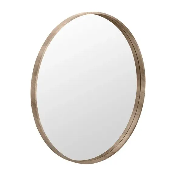 Round Mirror with Wood Frame - Natural