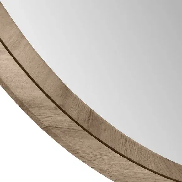 Round Mirror with Wood Frame - Natural