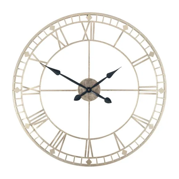Round Skeleton Wall Clock - Antique Gold, Metal