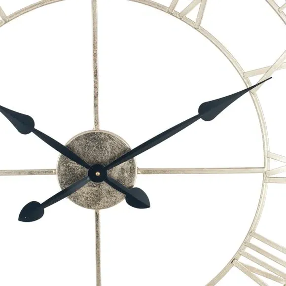 Round Skeleton Wall Clock - Antique Gold, Metal