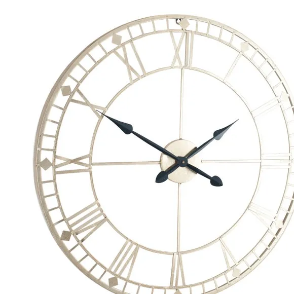 Round Skeleton Wall Clock - Antique Gold, Metal