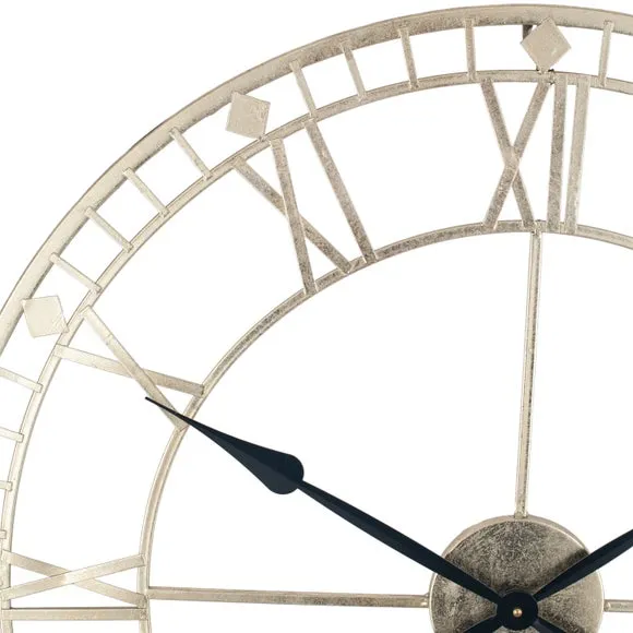 Round Skeleton Wall Clock - Antique Gold, Metal