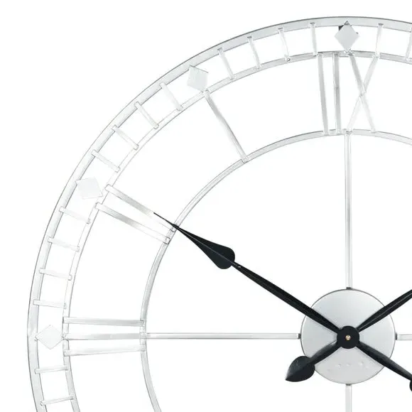 Round Skeleton Wall Clock - Antique Silver, Metal