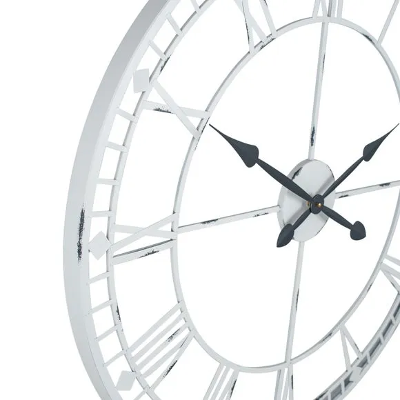 Round Skeleton Wall Clock - Grey, Metal